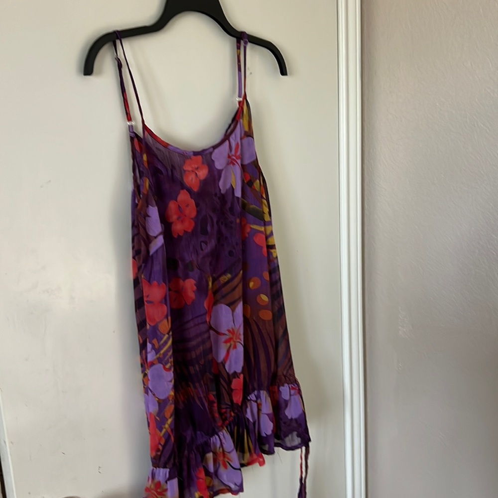 Pinky size large. Tops, blouse lavender, purple, red and orange/tan. A-16